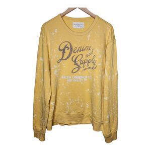 Ralph Lauren Denim Supply Sweatshirt New York City Spellout Yellow Womens XL